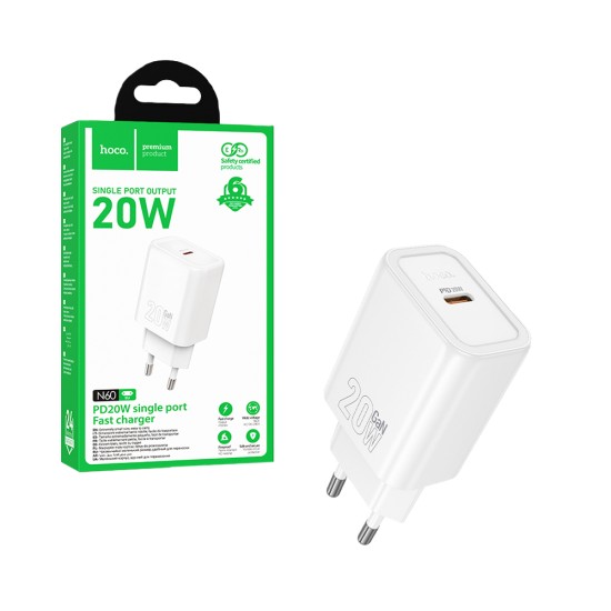Adaptador Hoco N60 Gentle PD30W Tipo-C Branco Adaptador Hoco N60 Gentle PD30W Tipo-C Branco